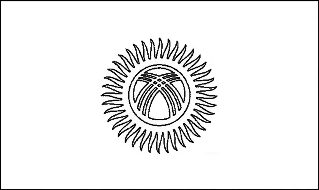 Desenhos das Bandeiras dos Países na letra Q Quirguistão Bandeira do Quirguistão na letra Q: um sol estilizado sobre campo branco.