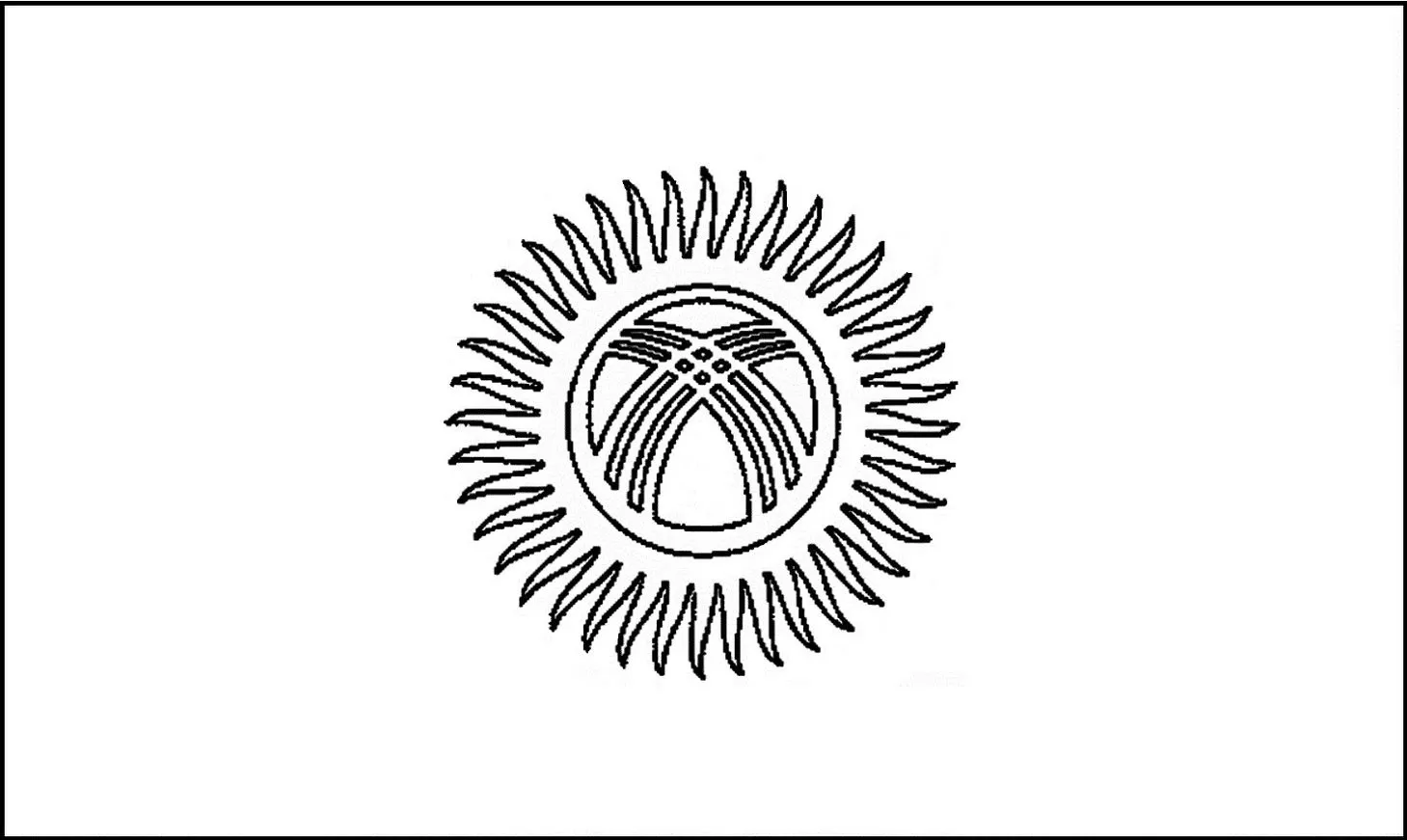 Desenhos das Bandeiras dos Países na letra Q Quirguistão Bandeira do Quirguistão na letra Q: um sol estilizado sobre campo branco.