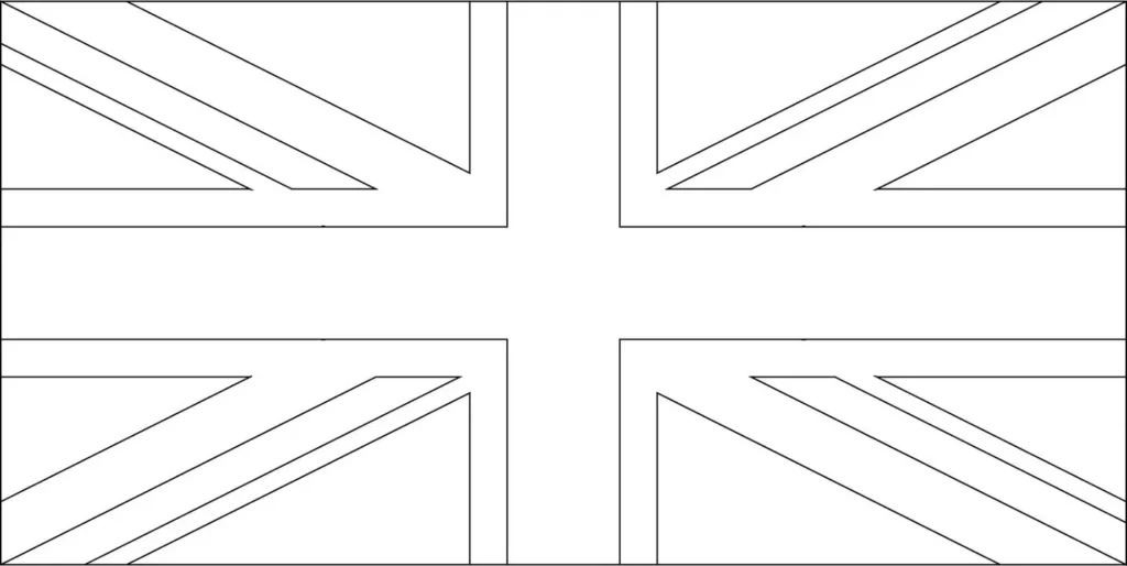 Bandeira do Reino Unido, a Union Jack, com as cruzes de São Jorge, Santo André e São Patrício.