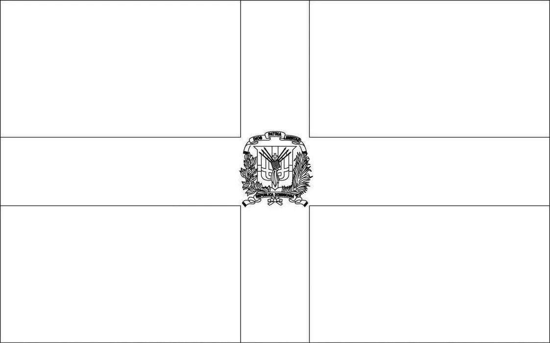 Desenhos das Bandeiras dos Países na letra R República Dominicana Bandeira da República Dominicana dentro da letra R. Cruz e brasão de armas dominicano.