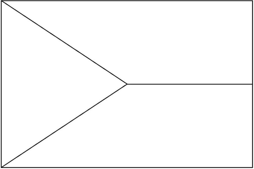Bandeira da República Tcheca: listras branca e vermelha com triângulo azul.