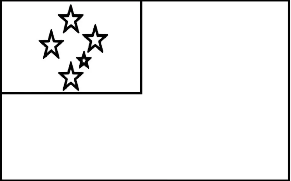 Bandeira de Samoa: retângulo com estrelas da constelação do Cruzeiro do Sul no canto superior esquerdo.