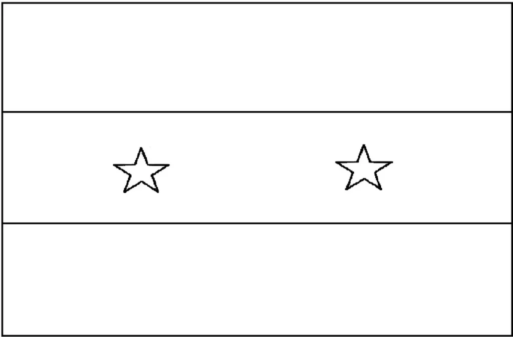 Bandeira da Síria inserida na letra S. Design tricolor horizontal com estrelas pretas.