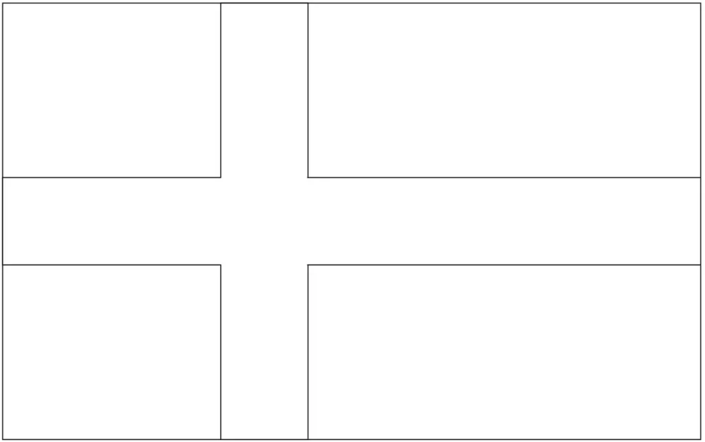 Bandeira da Suécia (letra S): desenho esquemático para colorir