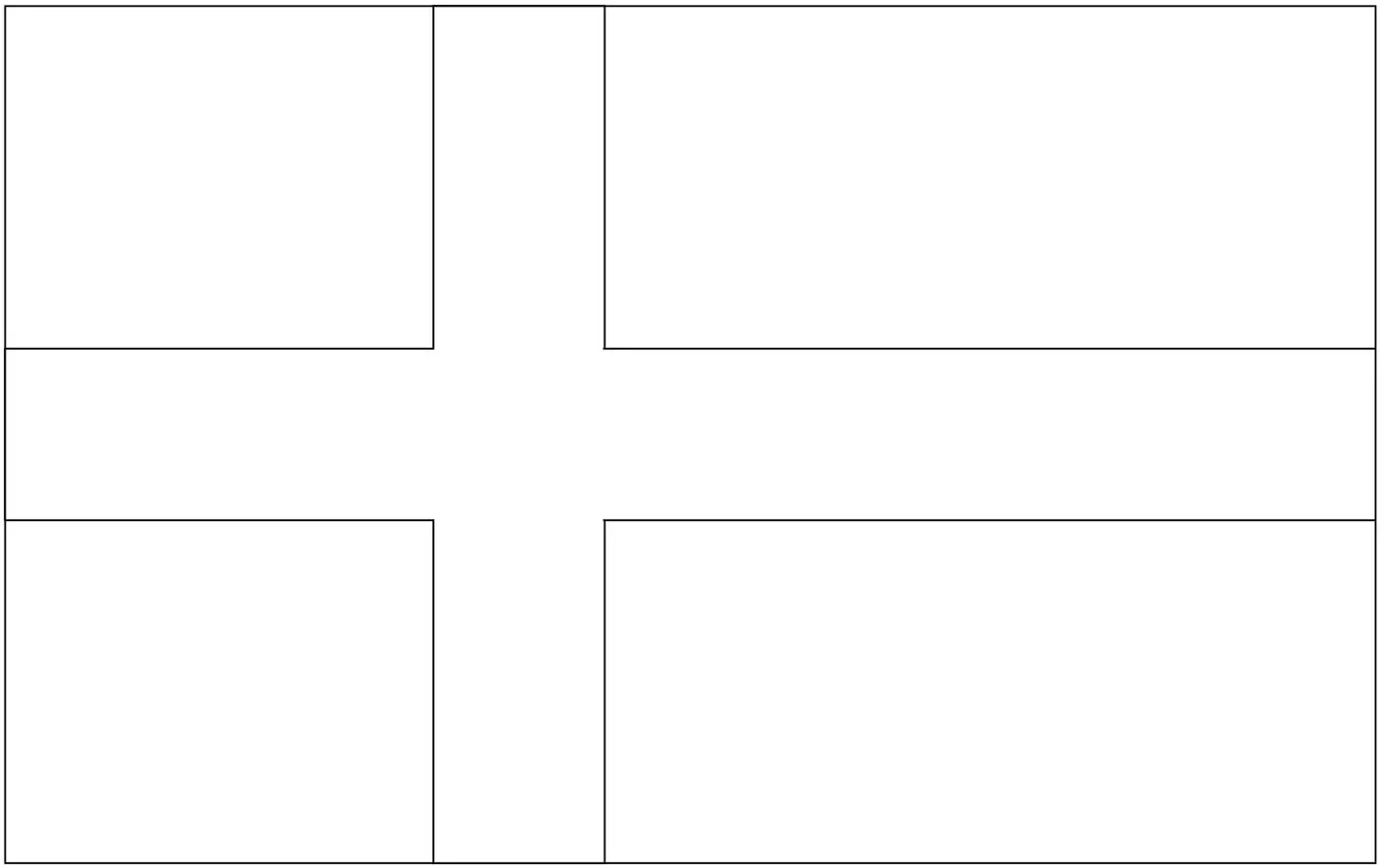 Bandeira da Suécia (letra S): desenho esquemático para colorir