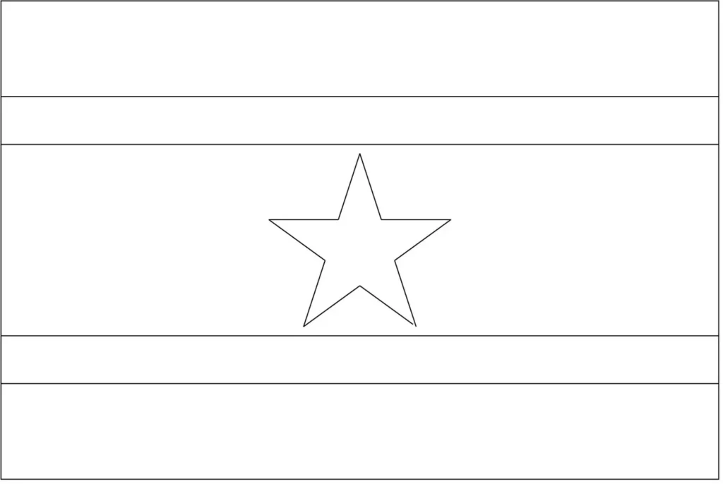 Bandeira do Suriname na letra S. Design com faixas horizontais e estrela central.