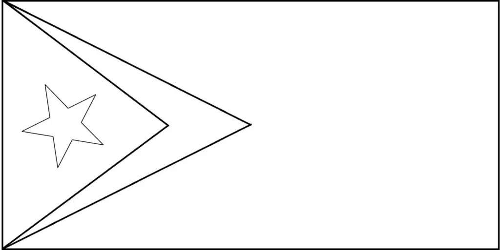 Desenhos das Bandeiras dos Países na letra T Timor Leste Bandeira de Timor-Leste: Descrição visual e significado das cores.