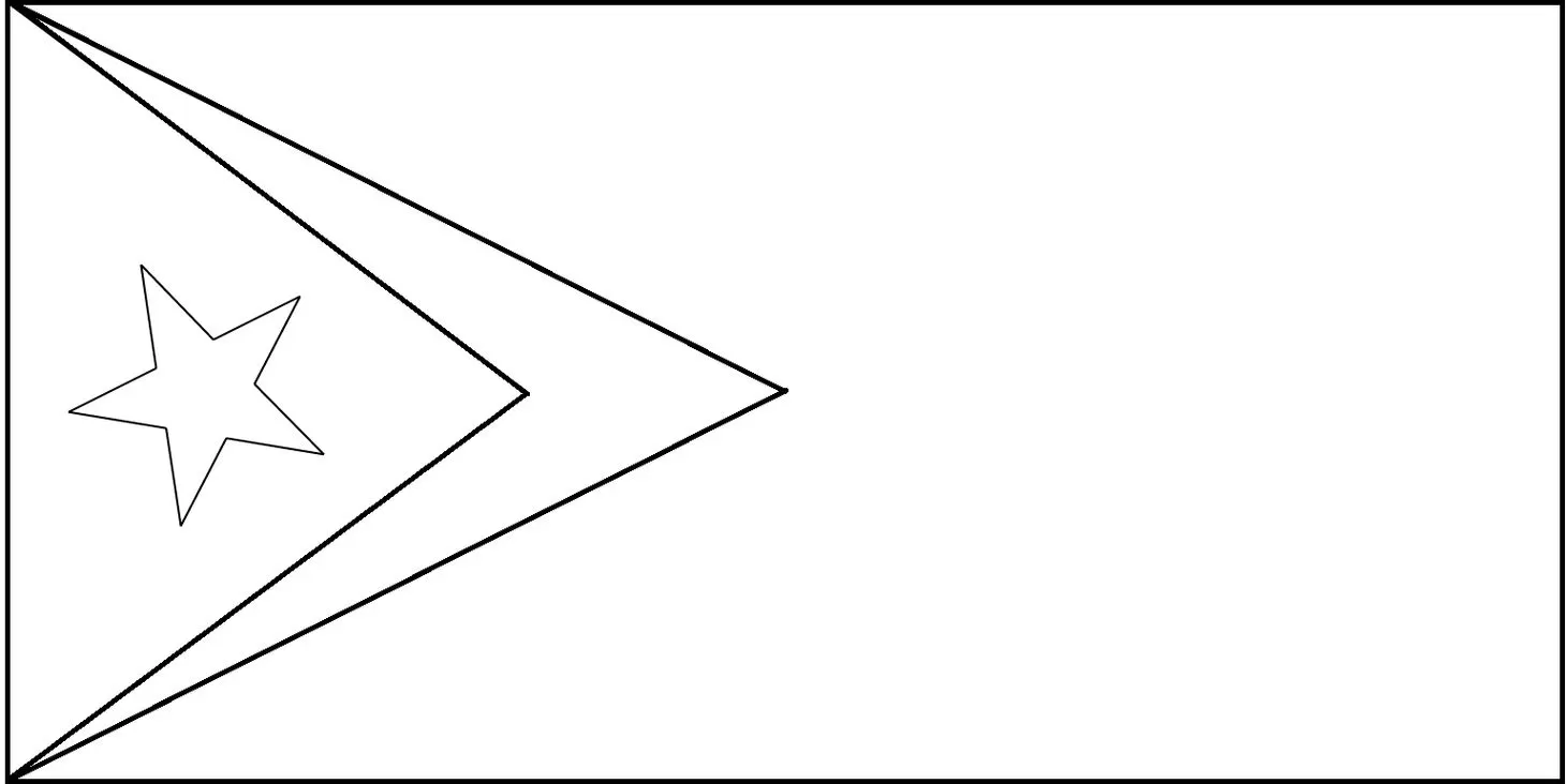 Desenhos das Bandeiras dos Países na letra T Timor Leste Bandeira de Timor-Leste: Descrição visual e significado das cores.