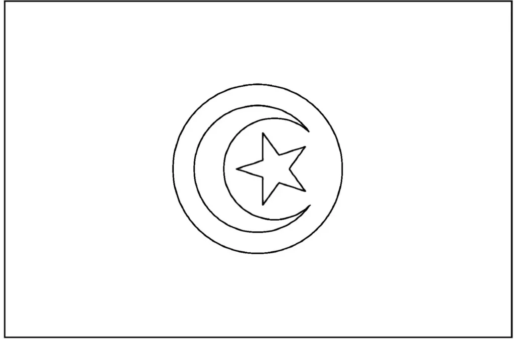 Desenhos das Bandeiras dos Países na letra T Tunisia Bandeira da Tunísia desenhada na letra T. Símbolo nacional tunisiano: retângulo branco com lua crescente vermelha envolvendo estrela.