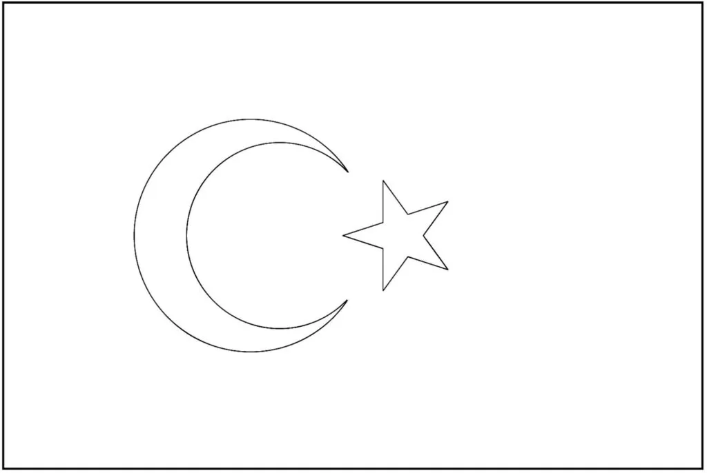 Desenhos das Bandeiras dos Países na letra T. Bandeira da Turquia em PDF