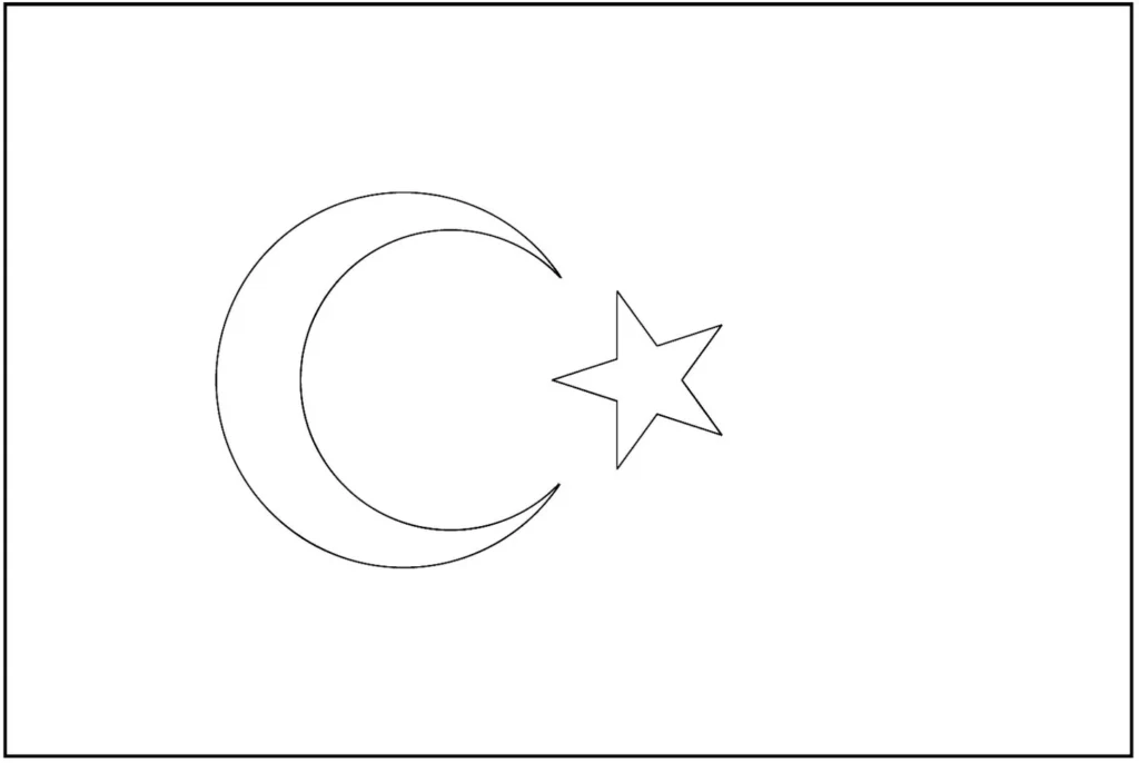Desenhos das Bandeiras dos Países na letra T Turquia Bandeira da Turquia: Crescente e estrela em fundo branco.
