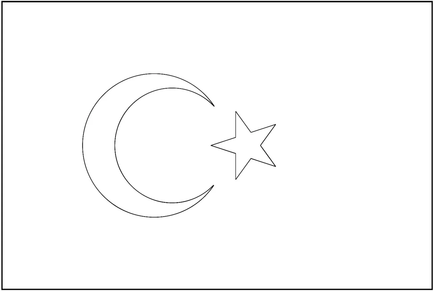 Desenhos das Bandeiras dos Países na letra T Turquia Bandeira da Turquia: Crescente e estrela em fundo branco.