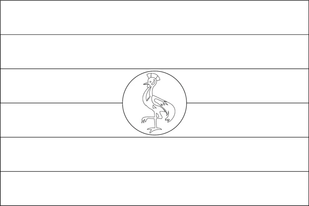 Desenhos das Bandeiras dos Países na letra U Uganda Bandeira de Uganda dentro da letra U. Listras pretas, amarelas e vermelhas com grou-coroado-cinzento no centro.