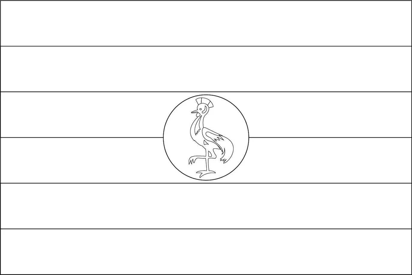Desenhos das Bandeiras dos Países na letra U Uganda Bandeira de Uganda dentro da letra U. Listras pretas, amarelas e vermelhas com grou-coroado-cinzento no centro.