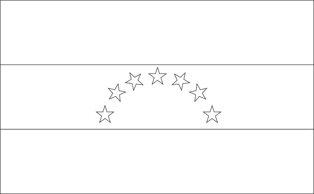 Desenhos das Bandeiras dos Países na letra V Venezuela Bandeira da Venezuela: faixas horizontais amarela, azul (com arco de sete estrelas) e vermelha.