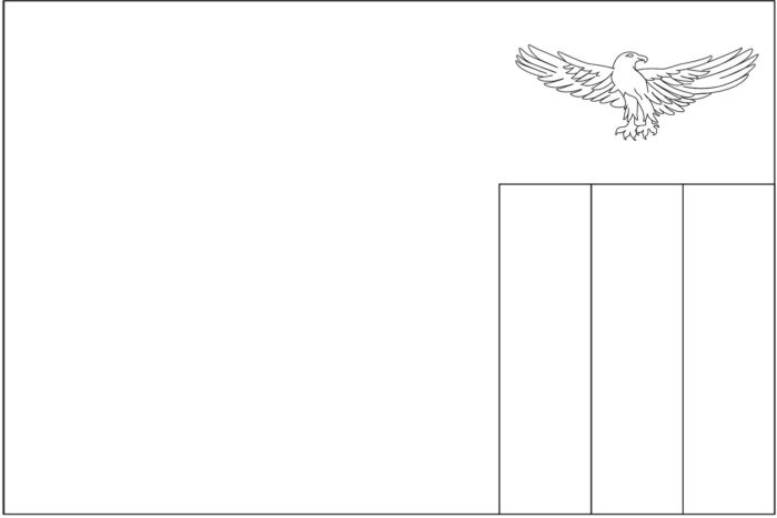 Bandeira da Zâmbia na letra Z. Retângulo horizontal com águia e faixas verticais.