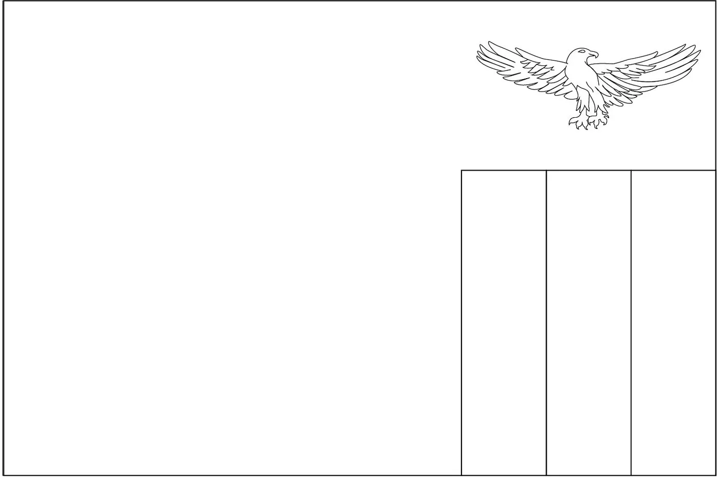 Bandeira da Zâmbia na letra Z. Retângulo horizontal com águia e faixas verticais.