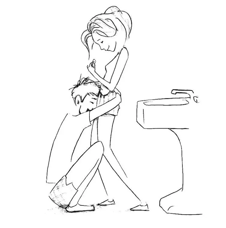 Desenho de casal expressando carinho em ambiente íntimo para colorir.