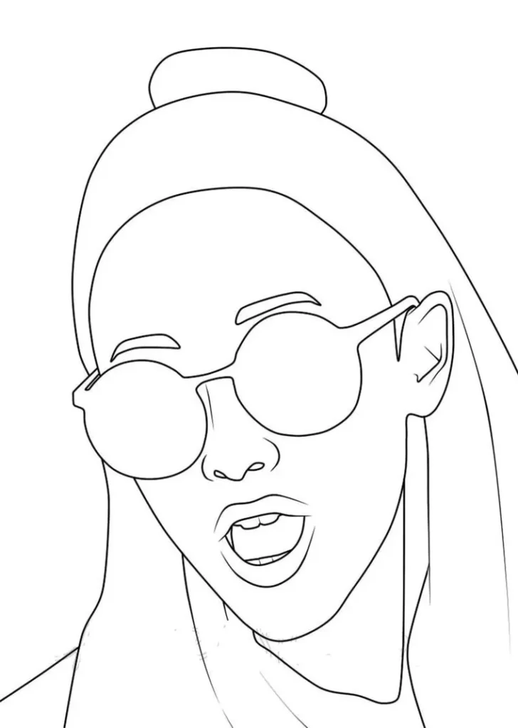 Desenho de menina Tumblr com óculos para colorir: estilo moderno e jovial