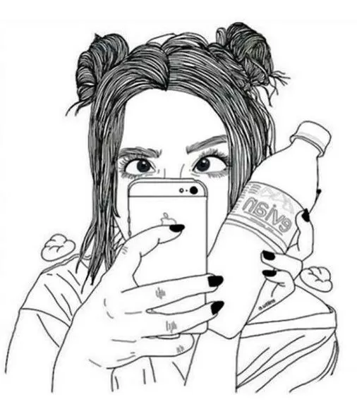 Garota Tumblr colorindo: selfie com refri e coques estilosos