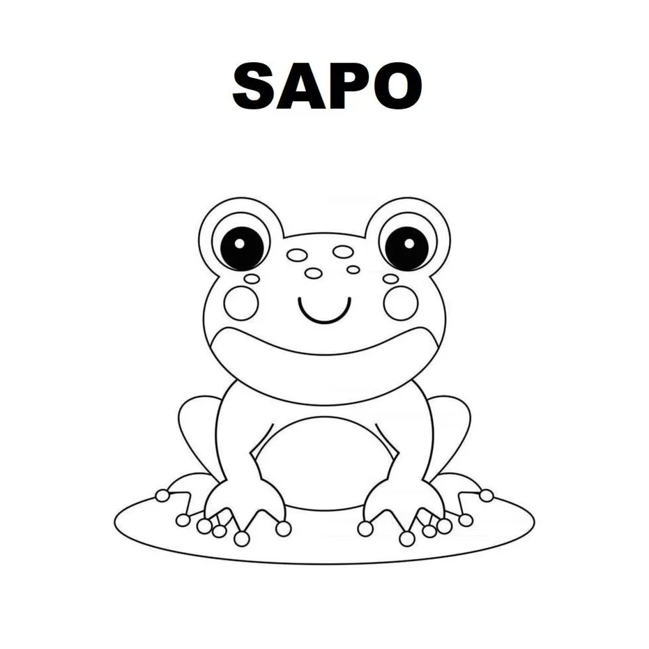 Desenhos de Sapos para pintar Sapo gordinho Sapo gordinho para colorir com a palavra 'SAPO' acima.