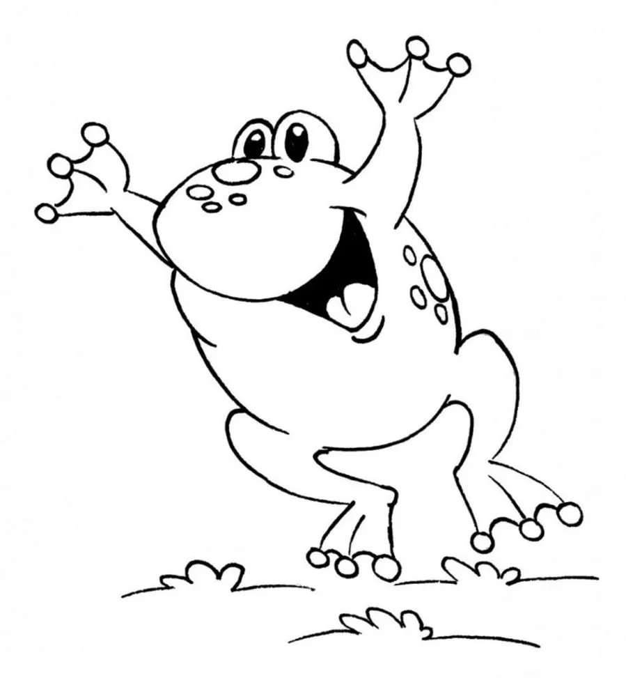 Desenhos de Sapos para pintar Sapo pulando Sapo sorrindo pulando: desenho para colorir