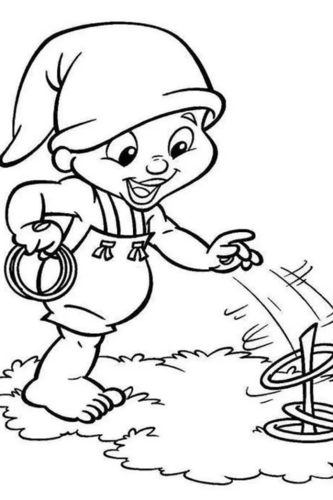 Desenho para colorir do Saci-Pererê brincando: folclore brasileiro para crianças