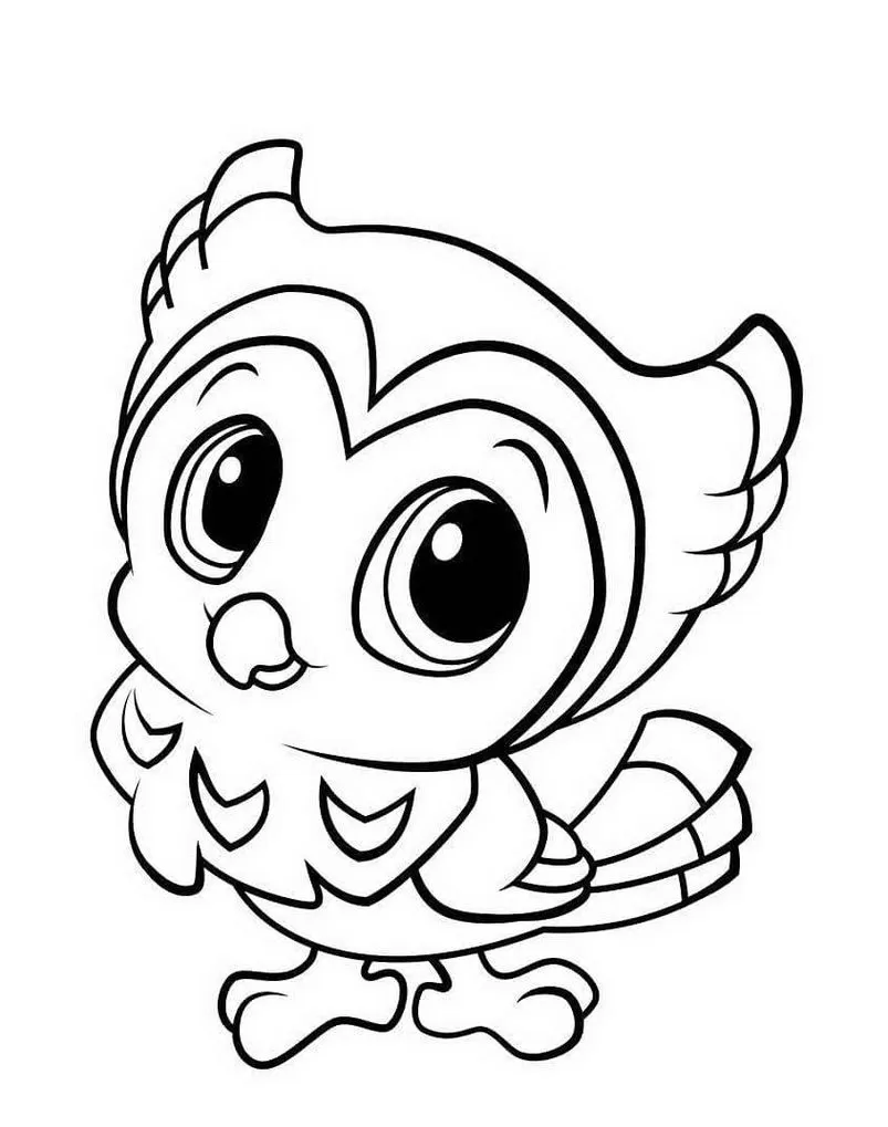 Coruja bebê para colorir: Desenho fofo para crianças