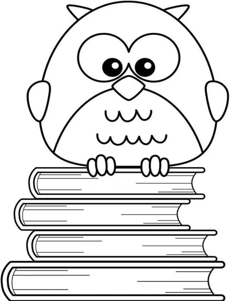 Coruja em livros para colorir: atividade relaxante e criativa.