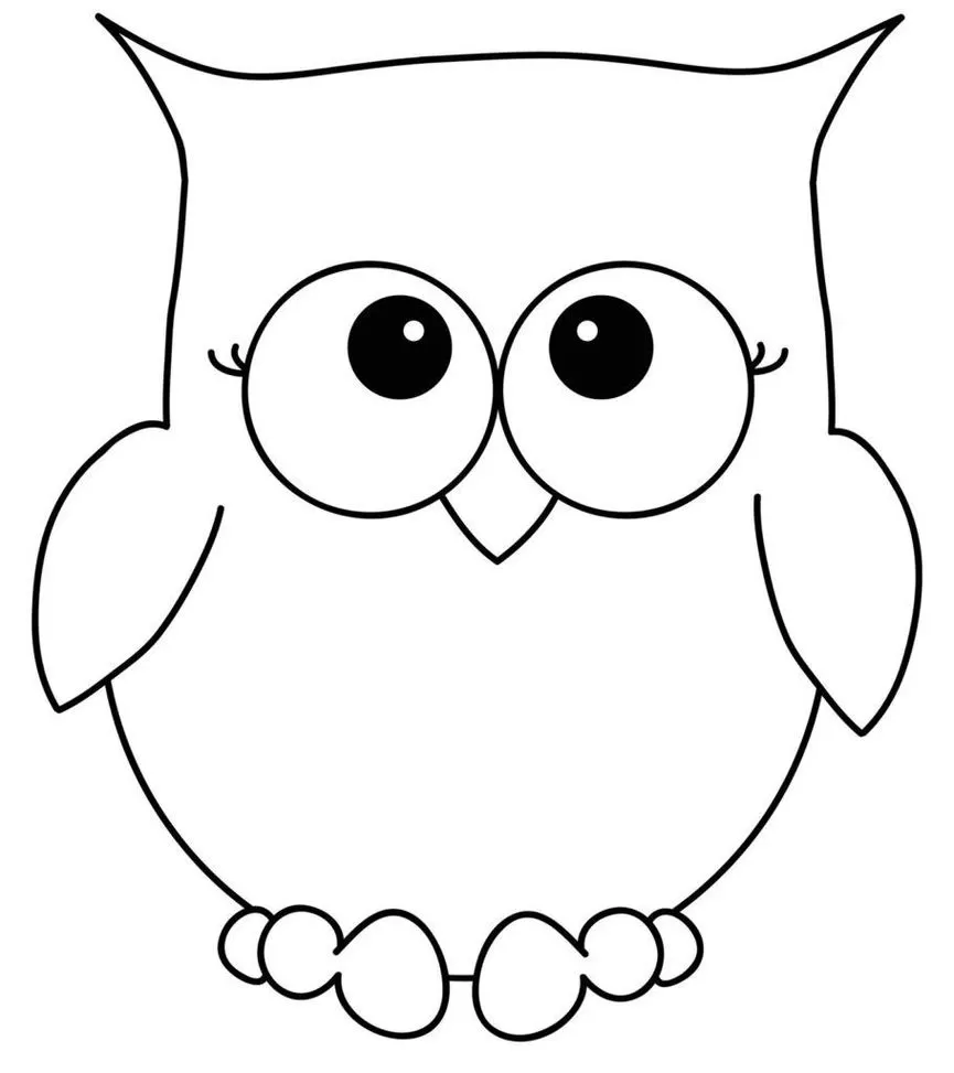 Coruja para colorir: desenho simples de coruja estilizada.