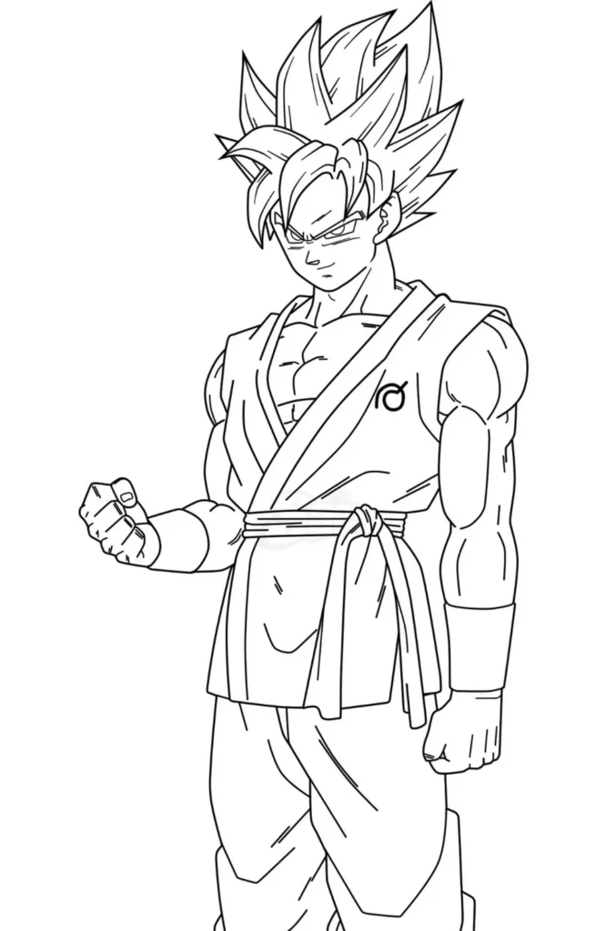 Desenhos de Goku para colorir Goku Goku Super Saiyajin para colorir: Desenho detalhado do herói de Dragon Ball