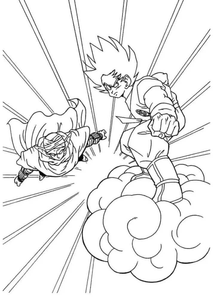 Desenhos de Goku para colorir Goku na nuvem Goku na nuvem: desenho para colorir do universo Dragon Ball.