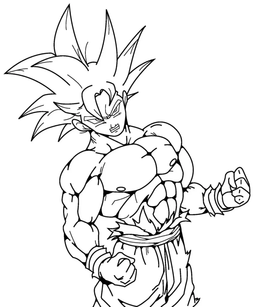 Desenhos de Goku para colorir Goku super forte Goku Super Saiyajin para colorir: Desenho poderoso de Dragon Ball