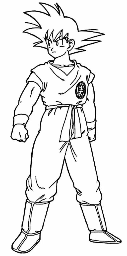 Desenhos de Goku para colorir Personagem Goku Goku para colorir: Desenho do Guerreiro Sayajin em pose de batalha