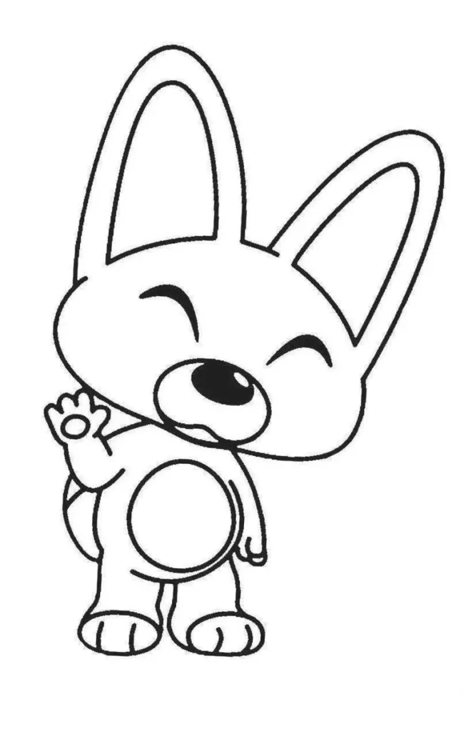 Desenho do Pororo para colorir: Eddy sorrindo, ideal para atividades criativas.