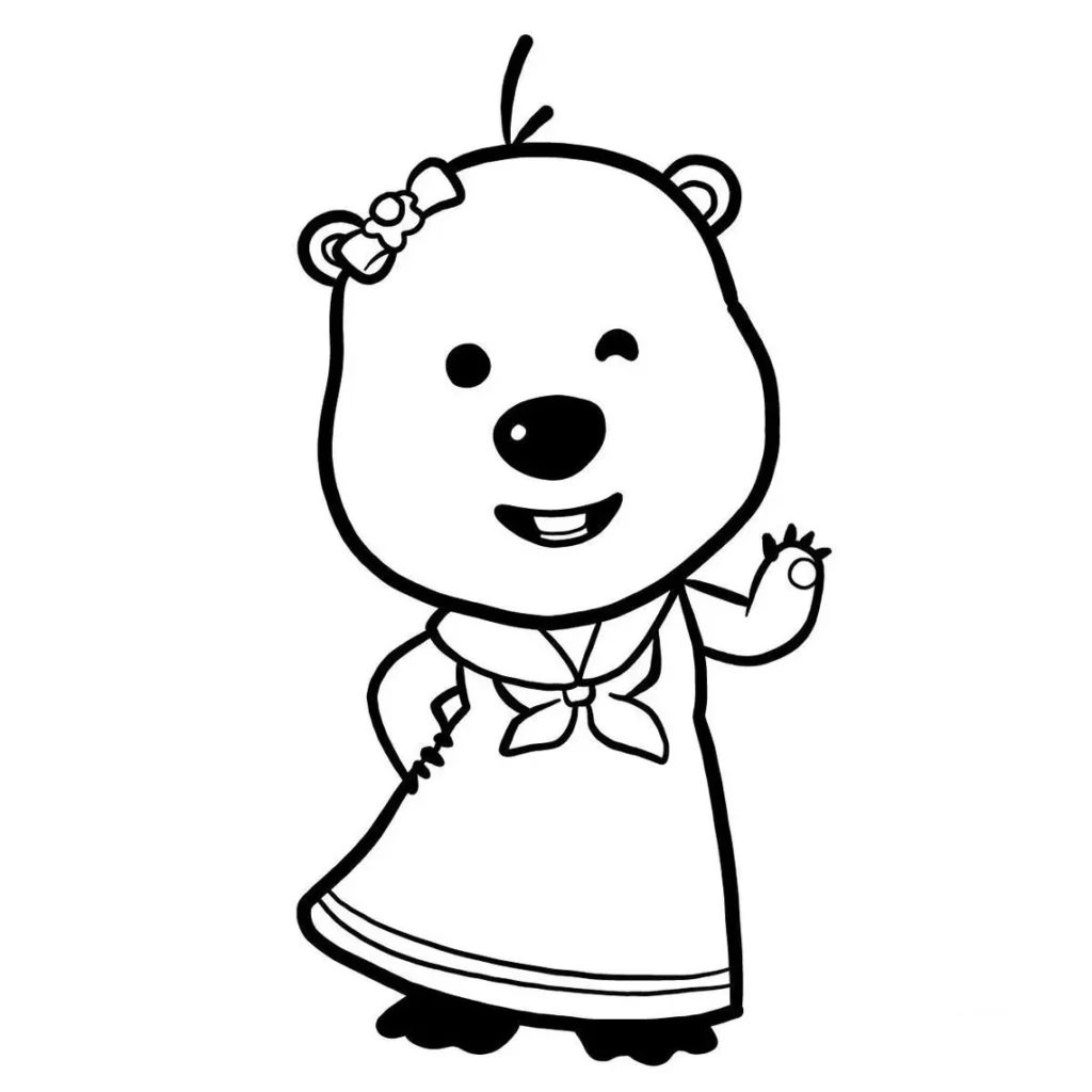 Loopy de Pororo com laço para colorir