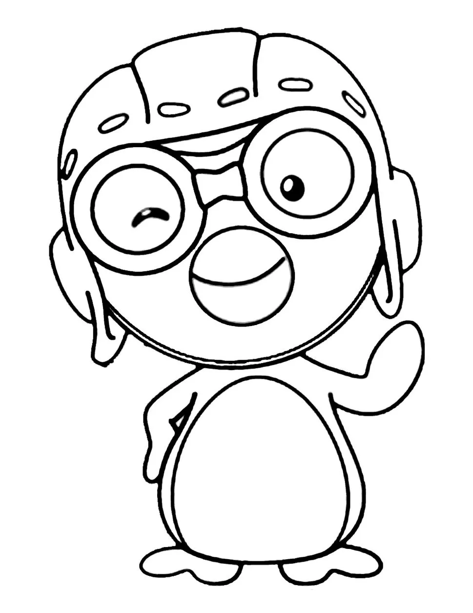 Pororo Pinguim para colorir: Desenho divertido do personagem com capacete