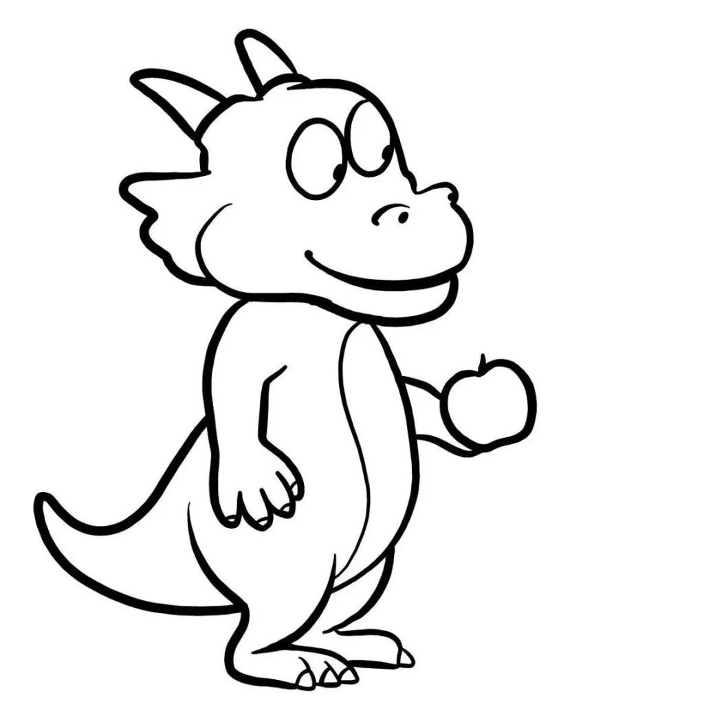 Pororo Tong Tong para colorir: desenho de dragão feliz com maçã