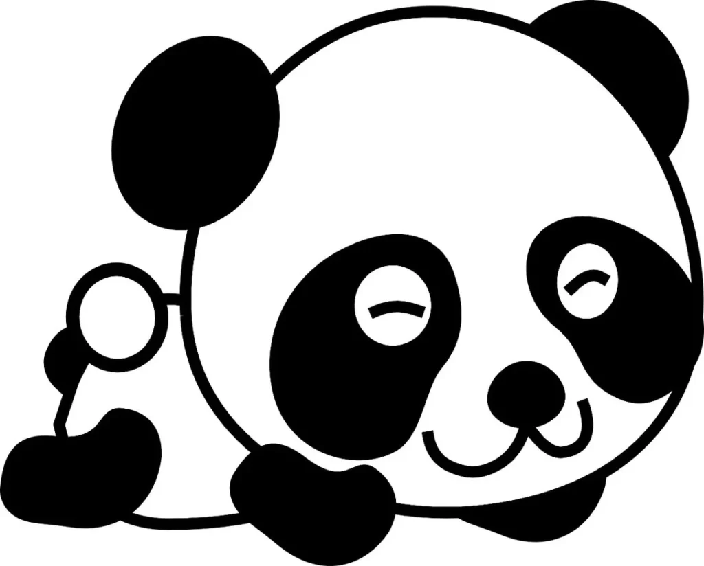 Panda Kawaii para colorir: desenho fofo de animal com sorriso sereno.