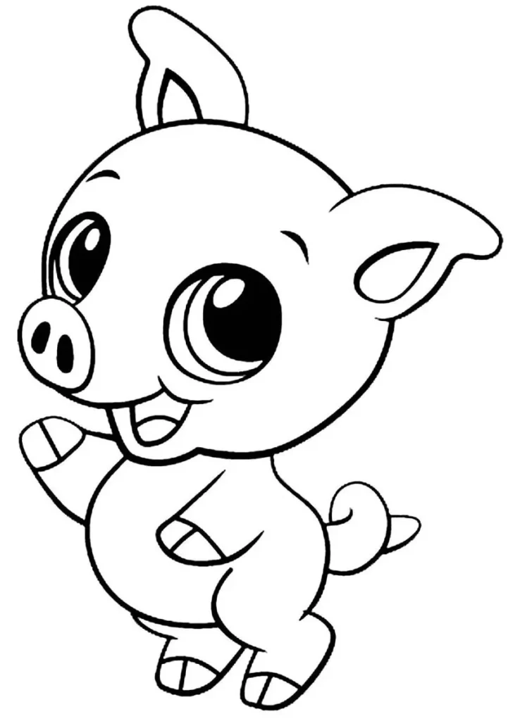 Desenho de porquinho kawaii para colorir: traços simples e adoráveis.