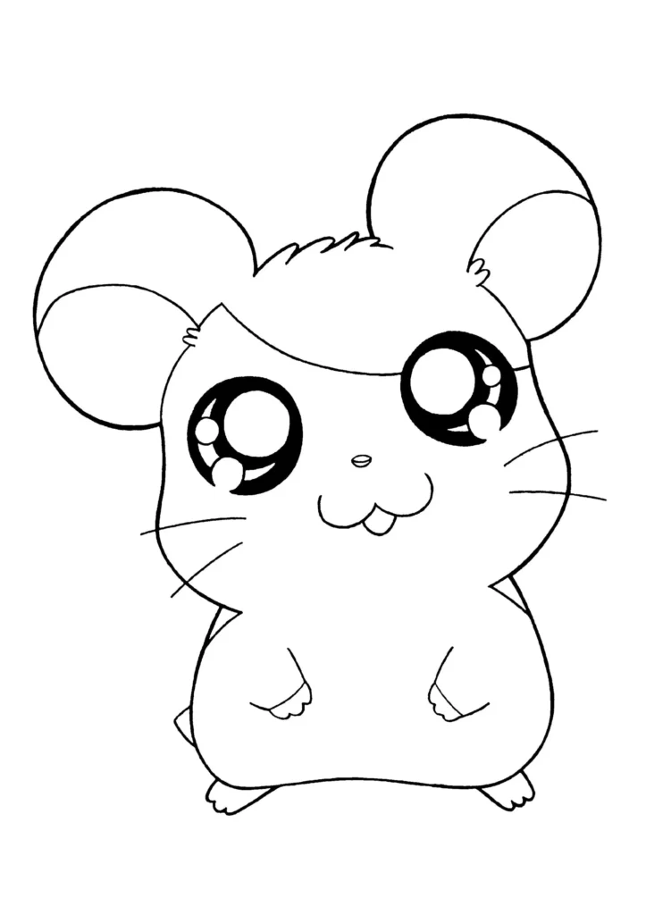 Ratinho Kawaii: Desenho fofo de animal para colorir