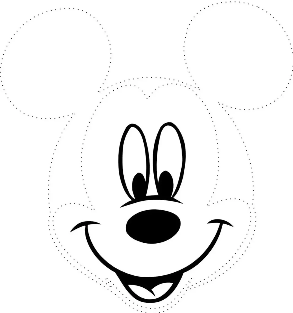 Desenho pontilhado do Mickey Mouse para completar.