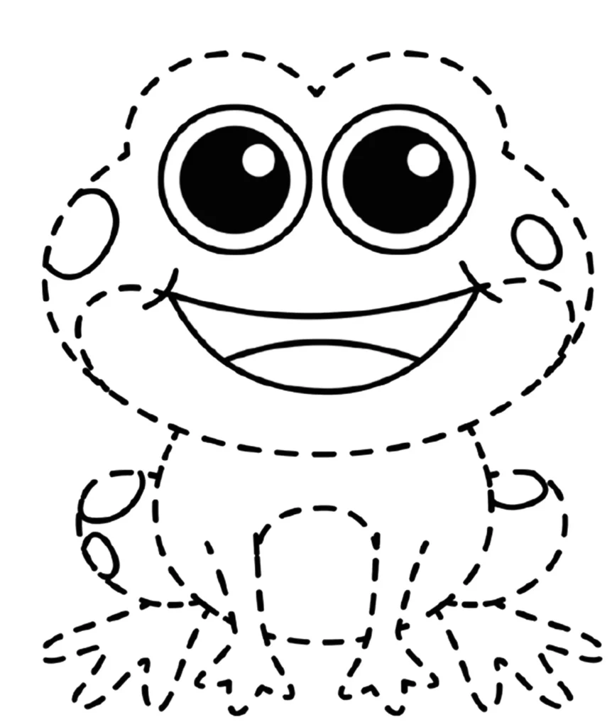 Desenho de um sapo para colorir e completar os pontos.