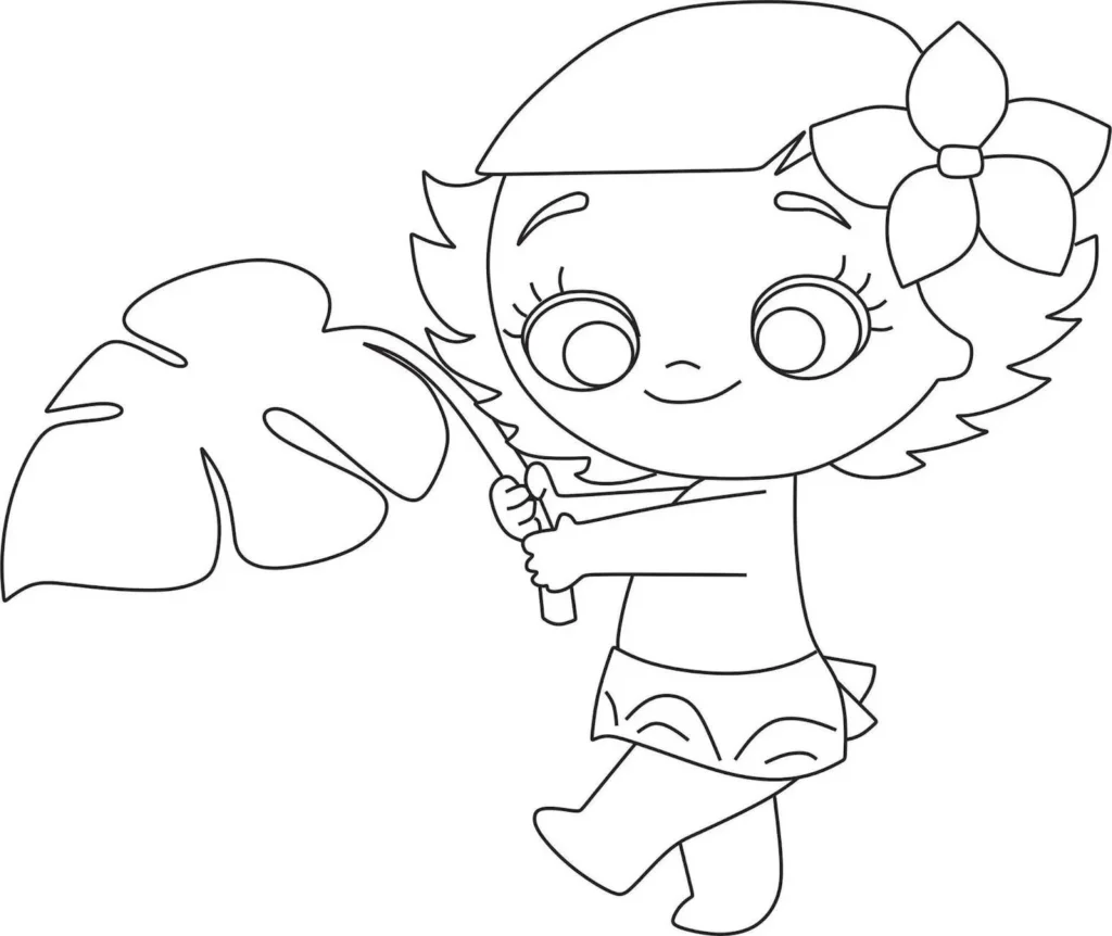 Moana Bebezinha para Colorir: Desenho divertido com flor no cabelo