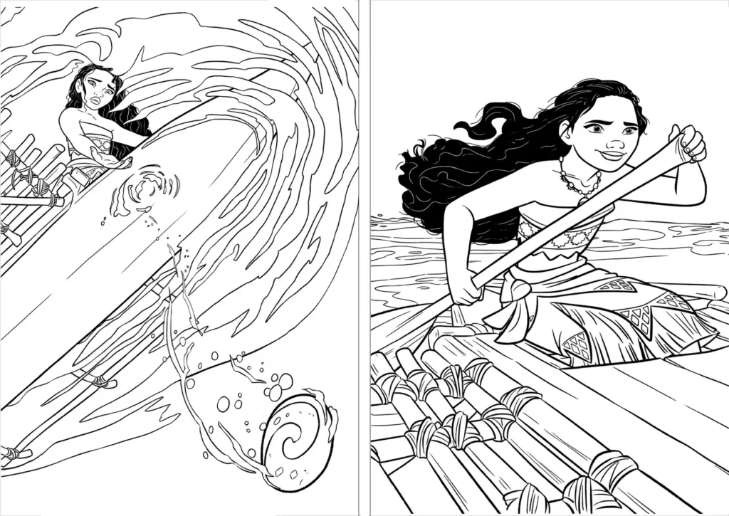 Moana Corajosa para colorir: Aventura no mar em desenhos