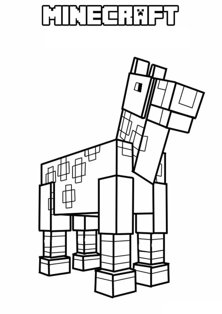 Cavalo Minecraft para Colorir: Desenho Blocos