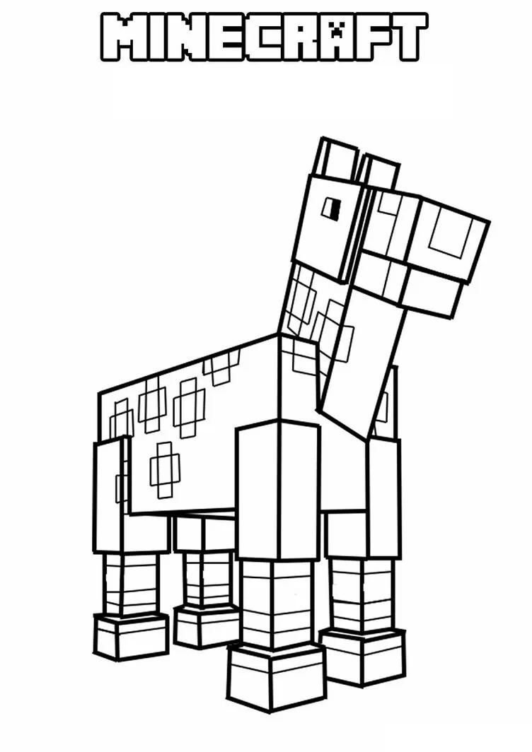 Cavalo Minecraft para Colorir: Desenho Blocos