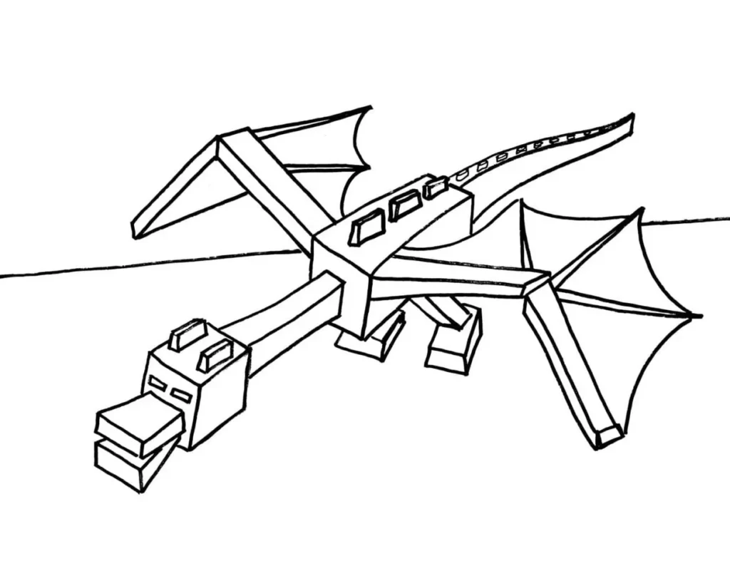 Desenho de Dragão Minecraft para Colorir: Estilo Blocado
