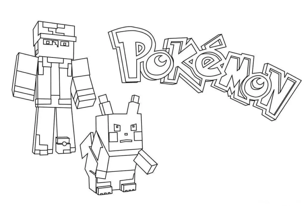 Minecraft Pokémon para Colorir: Desenho Temático