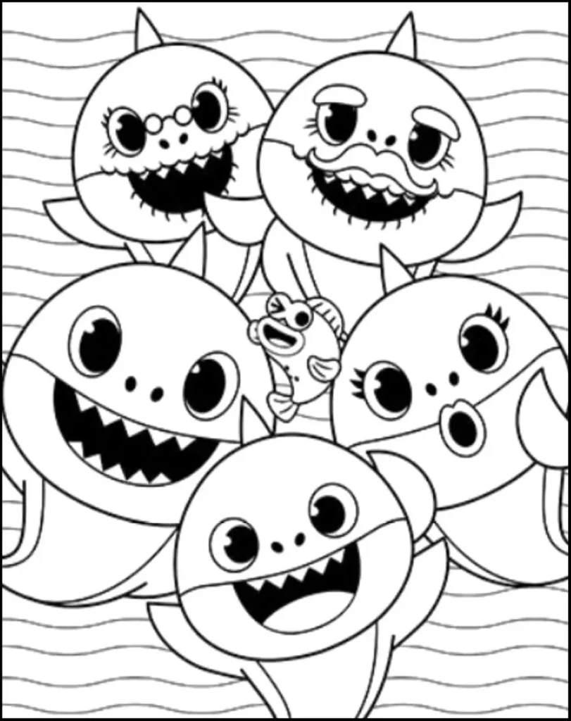 Desenhos Baby Shark para colorir Família Completa Desenhos da Família Baby Shark para colorir: Diversão garantida!